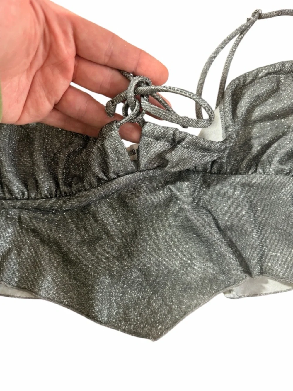 Urban Outfitters Silver Shimmer Ruffle Crop Cami - Picture 4 of 6